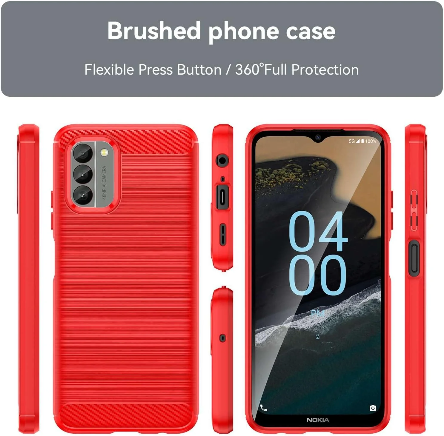 قاب گوشی موبایل برای نوکیا G400 5G، فیبر کربن تصفیه شده، ضد افتادن، ضد اثر انگشت، محافظت کامل قاب گوشی موبایل برای نوکیا G400 5G، فیبر کربن تصفیه شده، ضد افتادن، ضد اثر انگشت، محافظت کامل