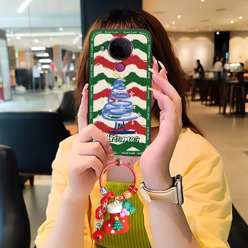 قاب گوشی سازگار با نوکیا 5.4، کاور محافظ نرم، طرح درخت کریسمس، کارتونی، کیف موبایل، طرح گوزن شمالی، ضد ضربه و بادوام