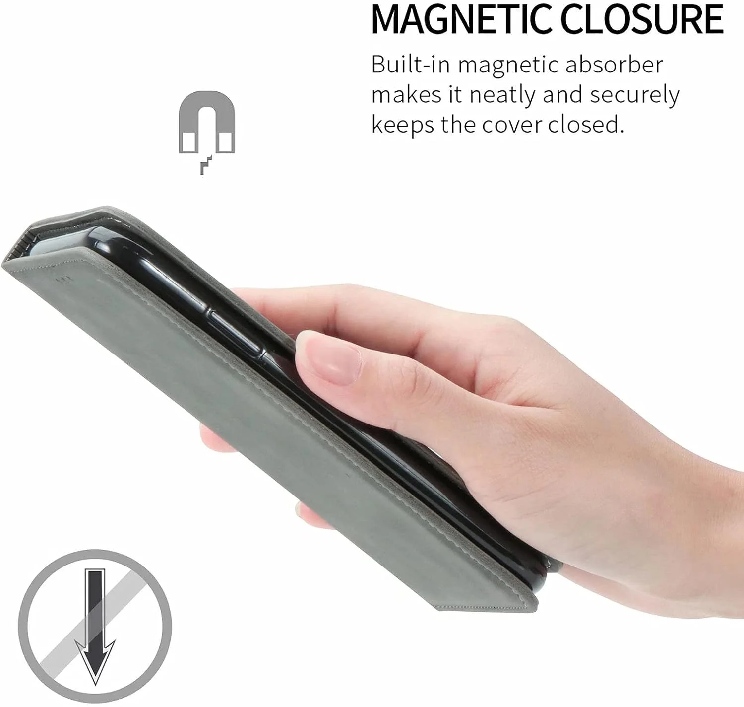 کاور گوشی RanTuo برای نوکیا G400، دارای جای کارت، پایه نگهدارنده، TPU + چرم PU، کاور محافظ تاشو برای نوکیا G400 (خاکستری)