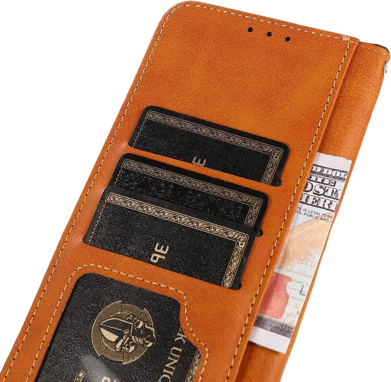 کاور گوشی RanTuo برای نوکیا G400، دارای جای کارت، پایه نگهدارنده، TPU + چرم PU، کاور تاشو برای نوکیا G400 (قهوه ای)