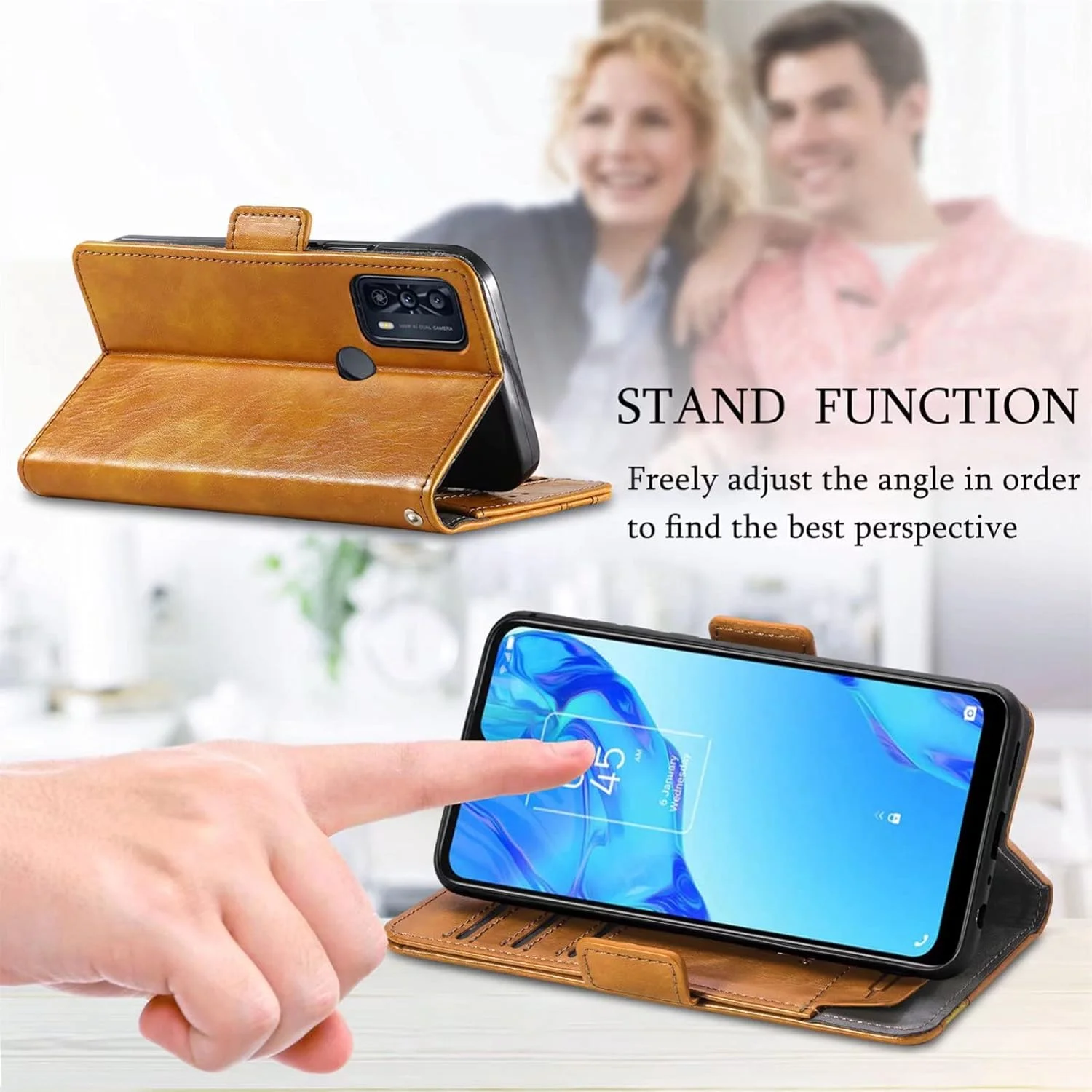 کاور گوشی RanTuo برای نوکیا C42، دارای جای کارت، پایه نگهدارنده، TPU + چرم PU، کاور محافظ تاشو برای نوکیا C42 (خاکی) کاور گوشی RanTuo برای نوکیا C42، دارای جای کارت، پایه نگهدارنده، TPU + چرم PU، کاور محافظ تاشو برای نوکیا C42 (خاکی)