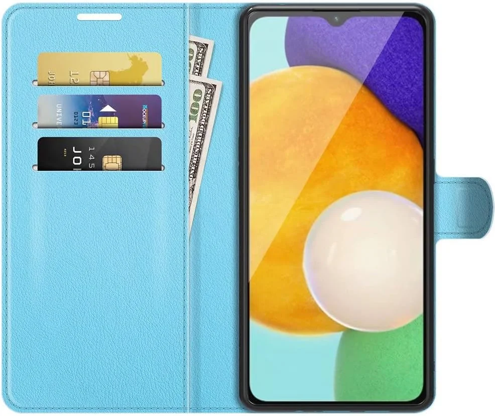 کاور گوشی نوکیا C42، دارای جای کارت، پایه نگهدارنده، TPU + چرم PU، کاور محافظ تاشو برای نوکیا C42 (آبی)