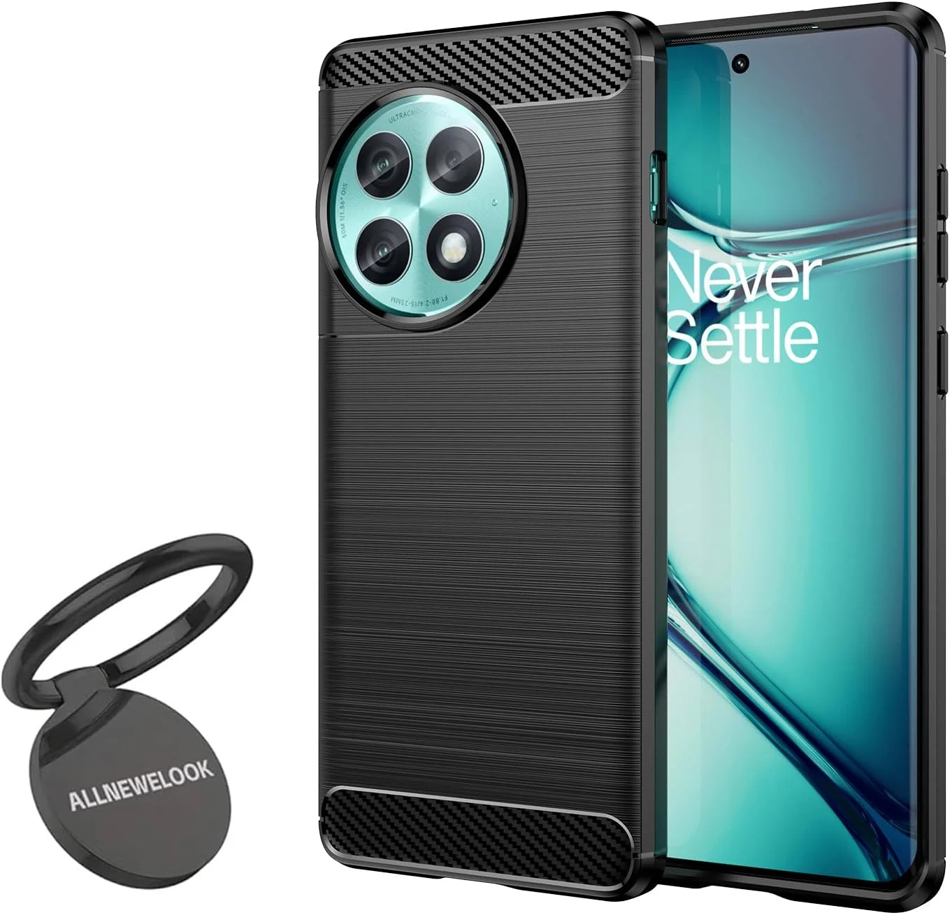 قاب محافظ مشکی TPU برای وان پلاس ایس 2 پرو به همراه یک حلقه نگهدارنده، TPU نرم مقاوم در برابر خراش، ضد ضربه (MF LS برای وان پلاس ایس 2 پرو)