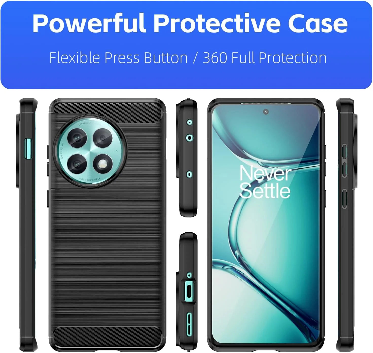 قاب محافظ مشکی TPU برای وان پلاس ایس 2 پرو به همراه یک حلقه نگهدارنده، TPU نرم مقاوم در برابر خراش، ضد ضربه (MF LS برای وان پلاس ایس 2 پرو)