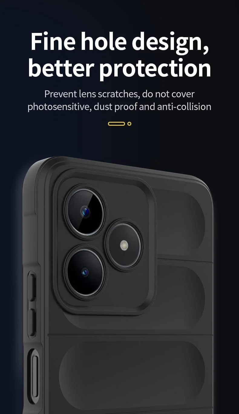 قاب گوشی ریل می C53/C51، محافظ صفحه نمایش شیشه ای ریل می C53/C51 [2 عدد] قاب سیلیکونی انعطاف پذیر ضد ضربه، گوشه های دارای ایربگ، پوشش ضد لغزش FlexArmor ریل می نوت 50 4G (مشکی، C53/C51 بدون شیشه)