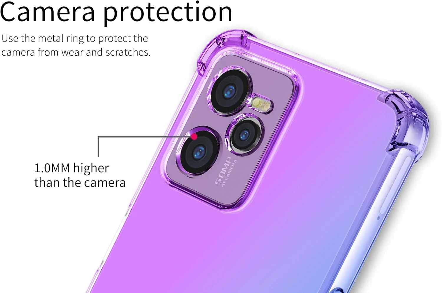 کاور نرم TPU وییو برای گوشی ریلمی C35 4G (6.6 اینچ)، محافظ باریک، شیک، ضد لغزش، انعطاف پذیر، ضد ضربه، گرادیانی، شفاف، قاب گوشی (صورتی بنفش)