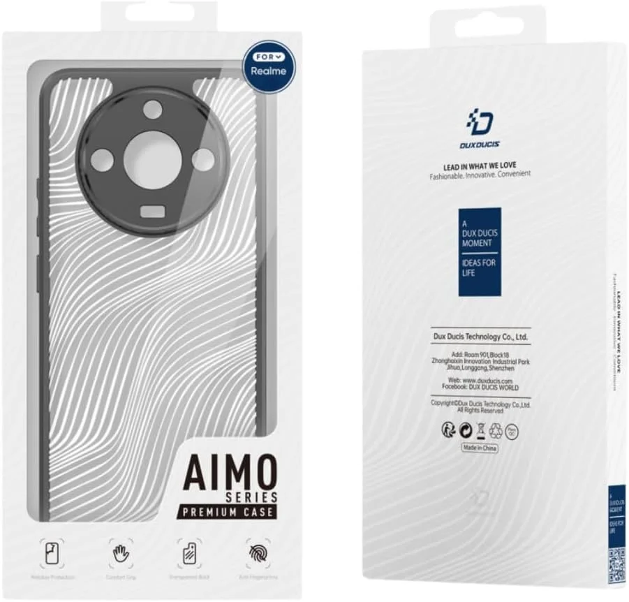 قاب محافظ باریک و مات سری Aimo داکس دوکیس برای Realme 12/12x 5G - محافظت در برابر ضربه و لغزش - مشکی