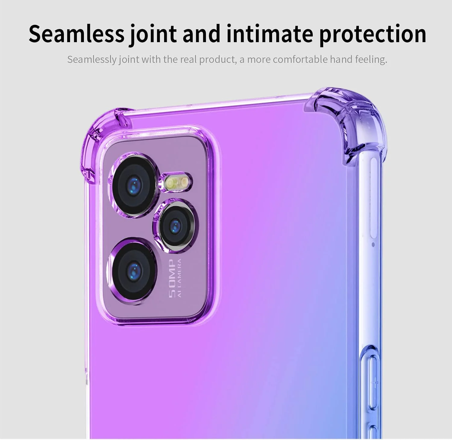 کاور نرم TPU وییو برای گوشی ریلمی C35 4G (6.6 اینچ)، محافظ باریک، شیک، ضد لغزش، انعطاف پذیر، ضد ضربه، گرادیانی، شفاف، قاب گوشی (صورتی بنفش)