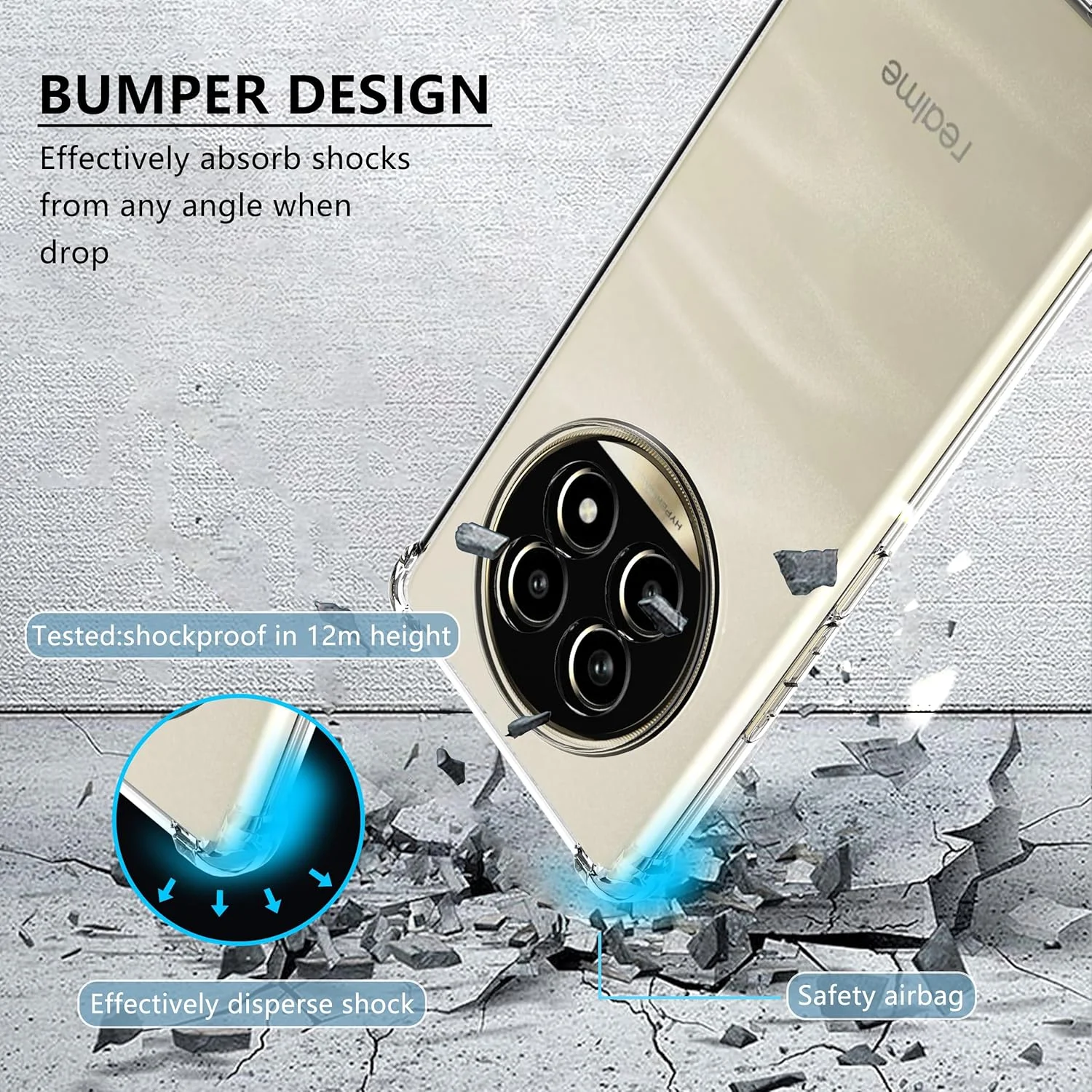 کاور محافظ سیلیکونی سخت و شفاف آنووکوا برای Realme 13 Pro/13 Pro+، ضد ضربه [بامپر با گوشه های تقویت شده]