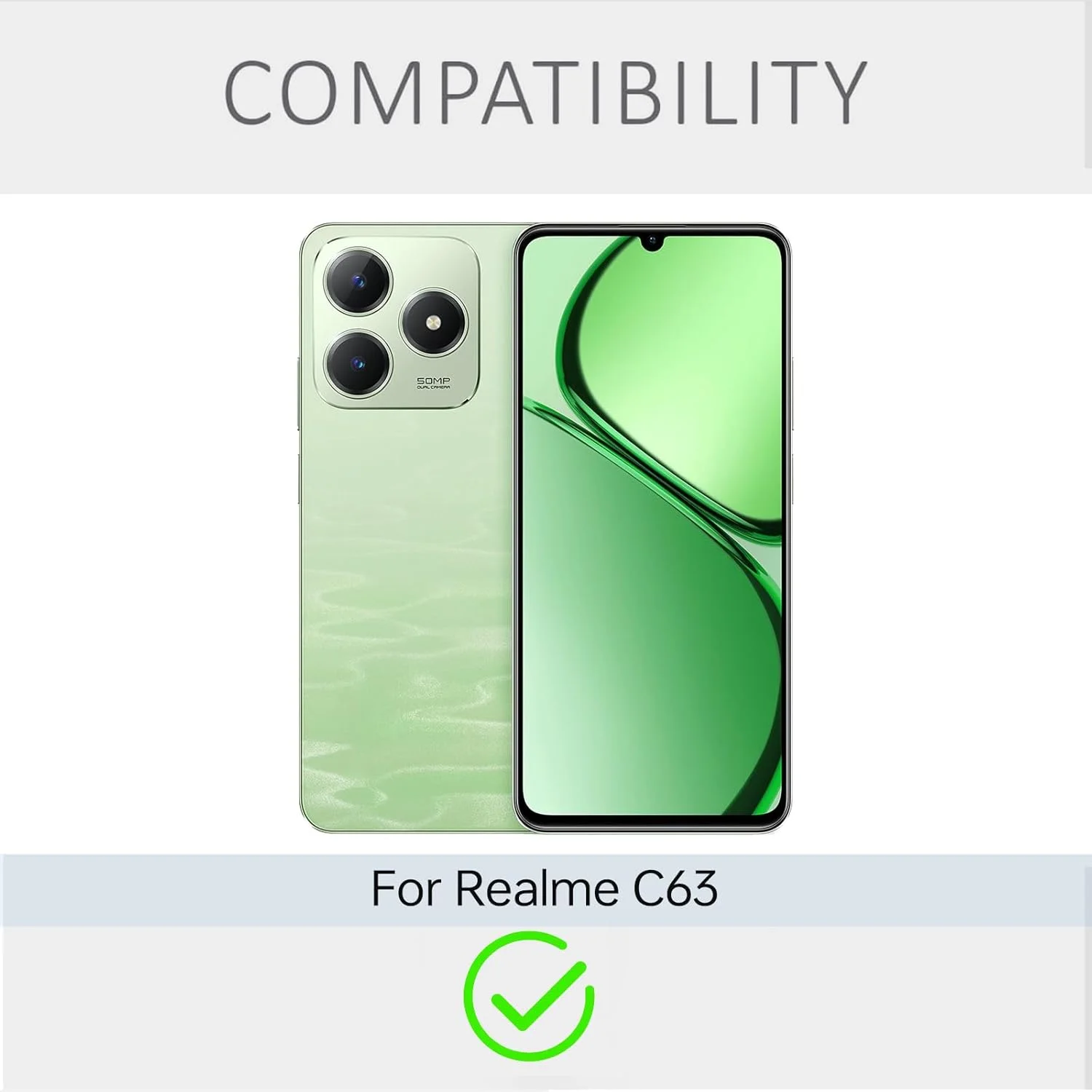 قاب سیلیکونی گوشی برای اوپو ریلمی C63، کاور محافظ نرم (سبز روشن، ریلمی C63)