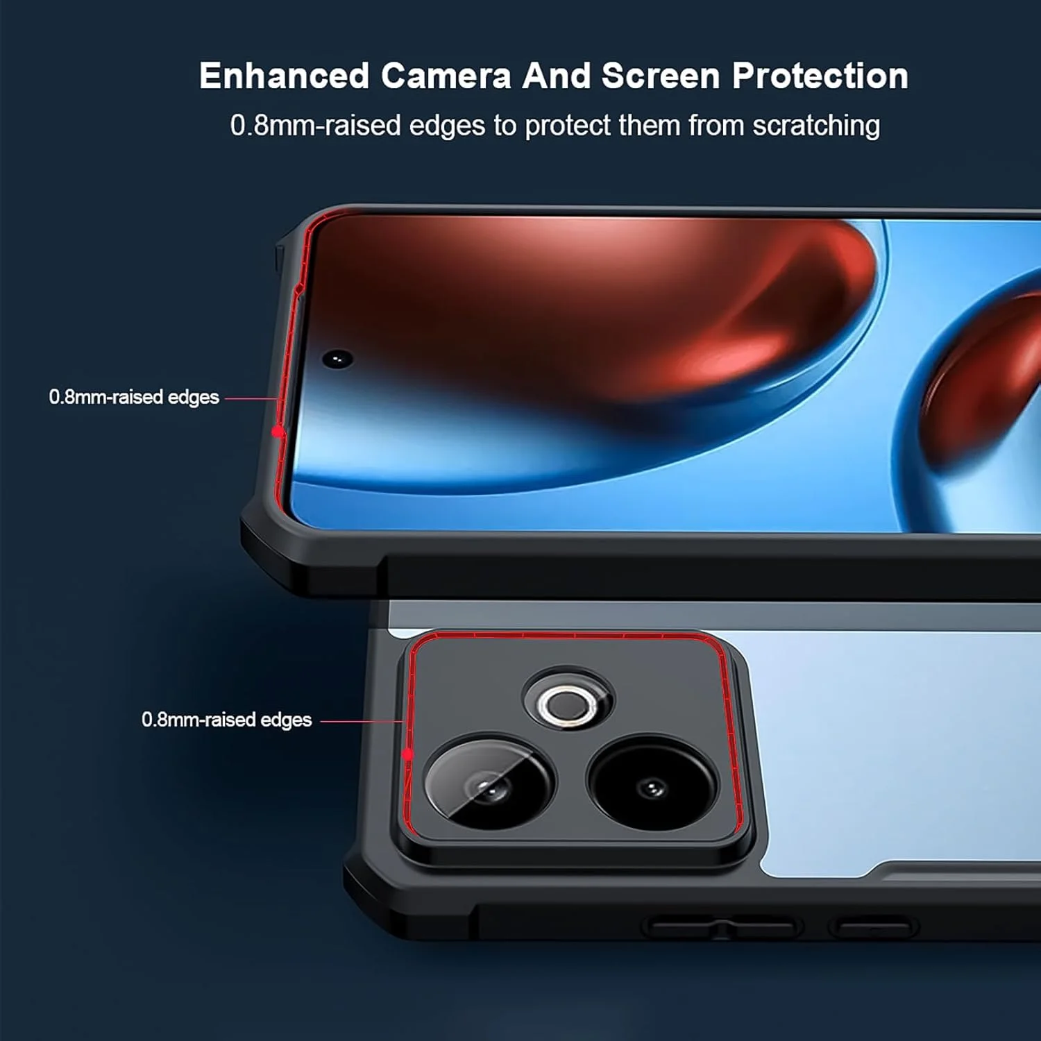 کاور محافظ گوشی میفمنی برای ریلمی GT7 / GT 7T، محافظ لنز دوربین، کاور پشتی، بامپر ضد ضربه TPU+PC، کاور محافظ باریک ضد زرد شدن (مشکی شفاف)