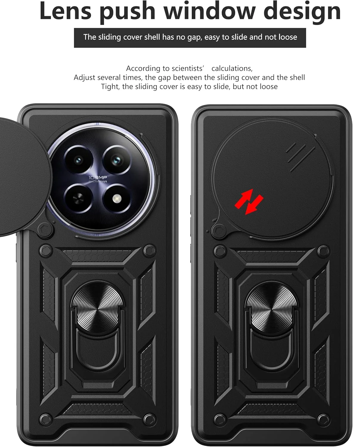 قاب محافظ گوشی EasyLifeGo مناسب برای Realme 12 5G / Realme 12x 5G به همراه پوشش کشویی دوربین، استند انگشتی و محافظ صفحه نمایش شیشه ای حرارت دیده [2 عدد]، مقاوم در برابر ضربه، آبی