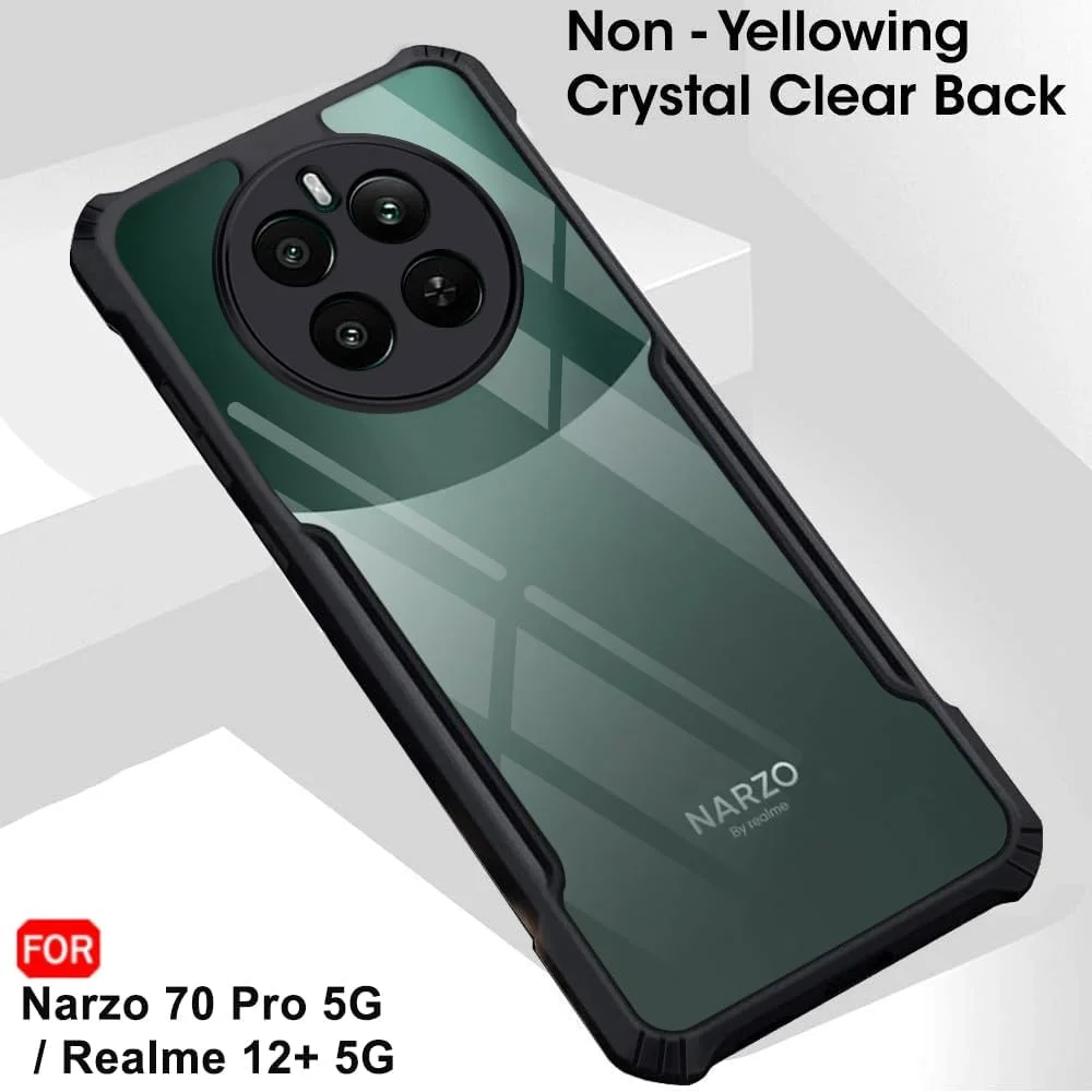 قاب پشتی شفاف TheGiftKart مناسب برای گوشی های ریلمی 12 پلاس 5G / ریلمی P1 5G / نارزو 70 5G / نارزو 70 پرو 5G | محافظت 360 درجه | طراحی ضد ضربه | قاب پشتی شفاف (PC و TPU، بامپر مشکی)