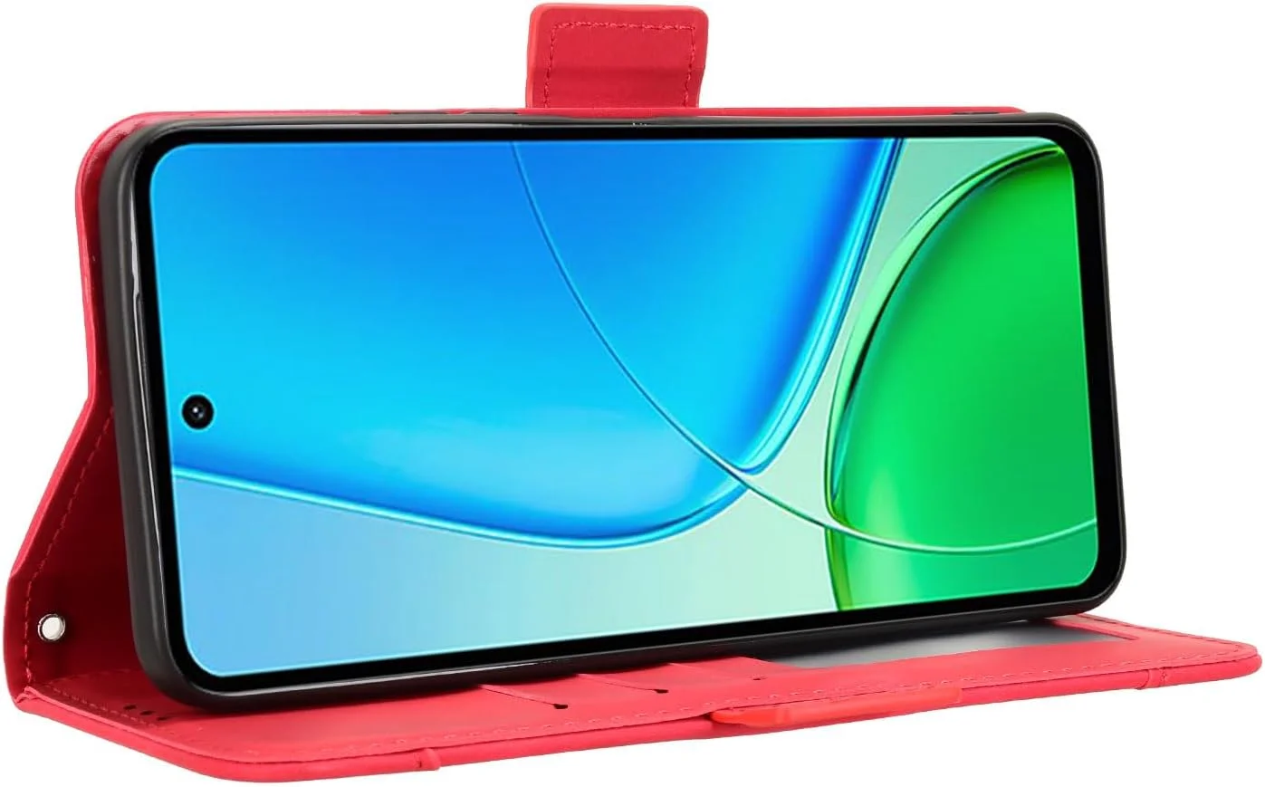 کاور محافظ گوشی موبایل مناسب برای ریلمی نارزو N63 / C63 4G / C61 4G [دارای دو جای کارت][قابلیت استند][کیف پول][قفل آهنربایی] - قرمز