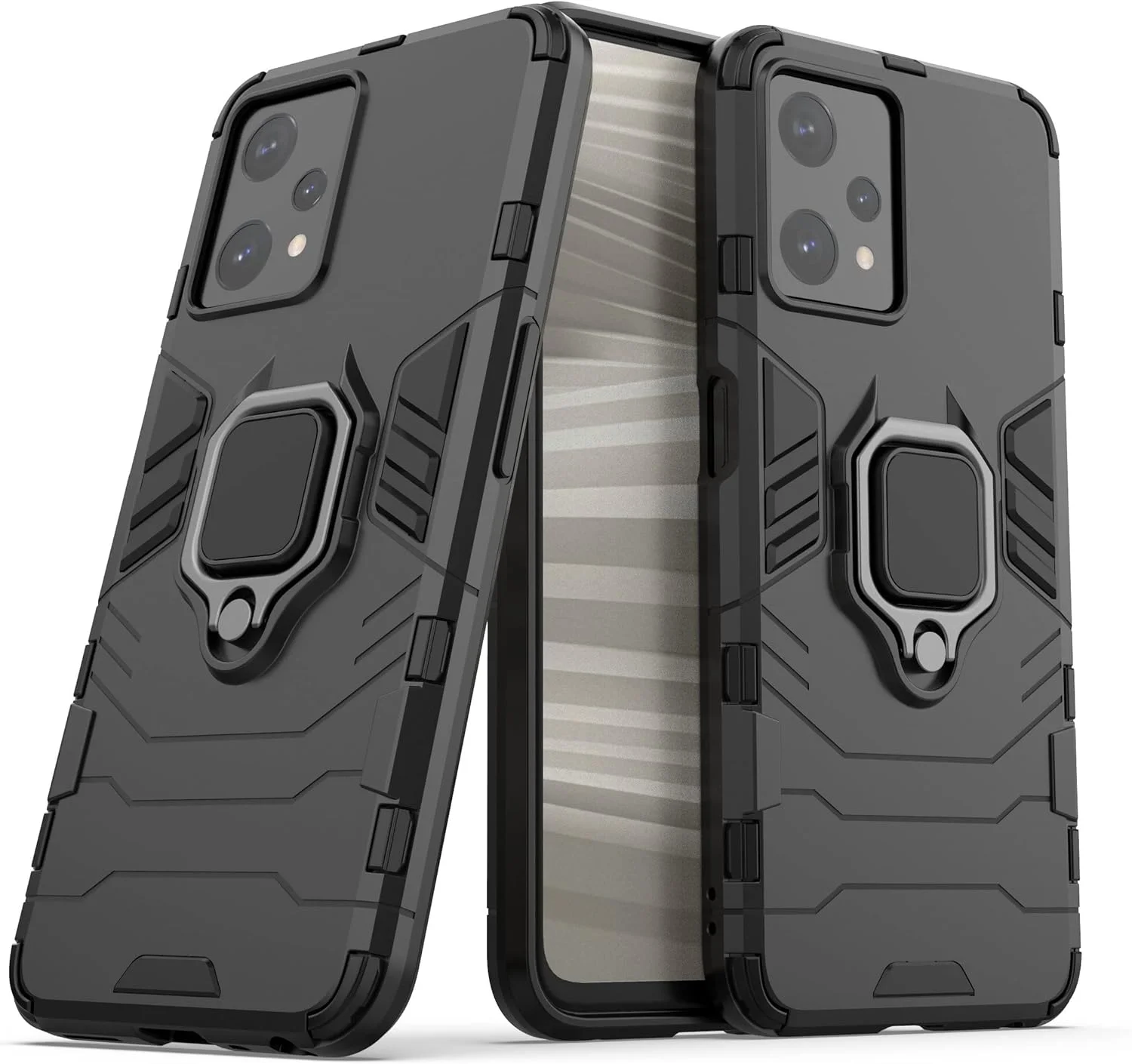 کاور محافظ برای گوشی های اوپو Realme 9 Pro/Realme V25 5G، کاور زرهی ضد ضربه و مقاوم با پایه نگهدارنده، مشکی کاور محافظ برای گوشی های اوپو Realme 9 Pro/Realme V25 5G، کاور زرهی ضد ضربه و مقاوم با پایه نگهدارنده، مشکی