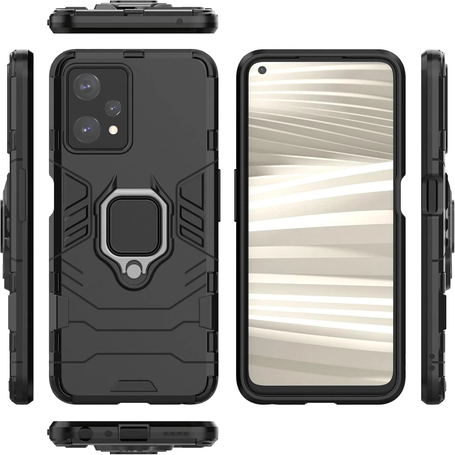 کاور محافظ برای گوشی های اوپو Realme 9 Pro/Realme V25 5G، کاور زرهی ضد ضربه و مقاوم با پایه نگهدارنده، مشکی