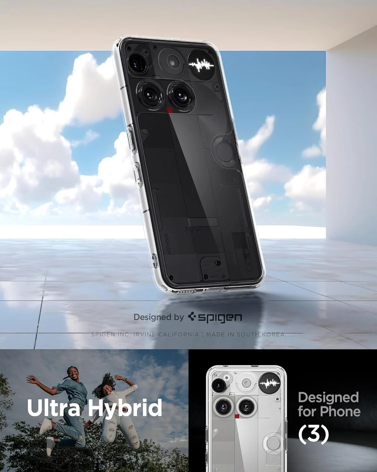 کاور محافظ گوشی ناتینگ فون (3) مدل Ultra Hybrid از Spigen - شفاف