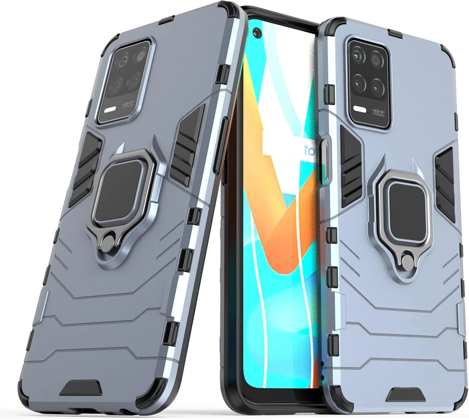 قاب محافظ گوشی اوپو Realme 8 5G، کاور محافظ زرهی ضد ضربه و مقاوم با پایه تاشو، سرمه ای قاب محافظ گوشی اوپو Realme 8 5G، کاور محافظ زرهی ضد ضربه و مقاوم با پایه تاشو، سرمه ای