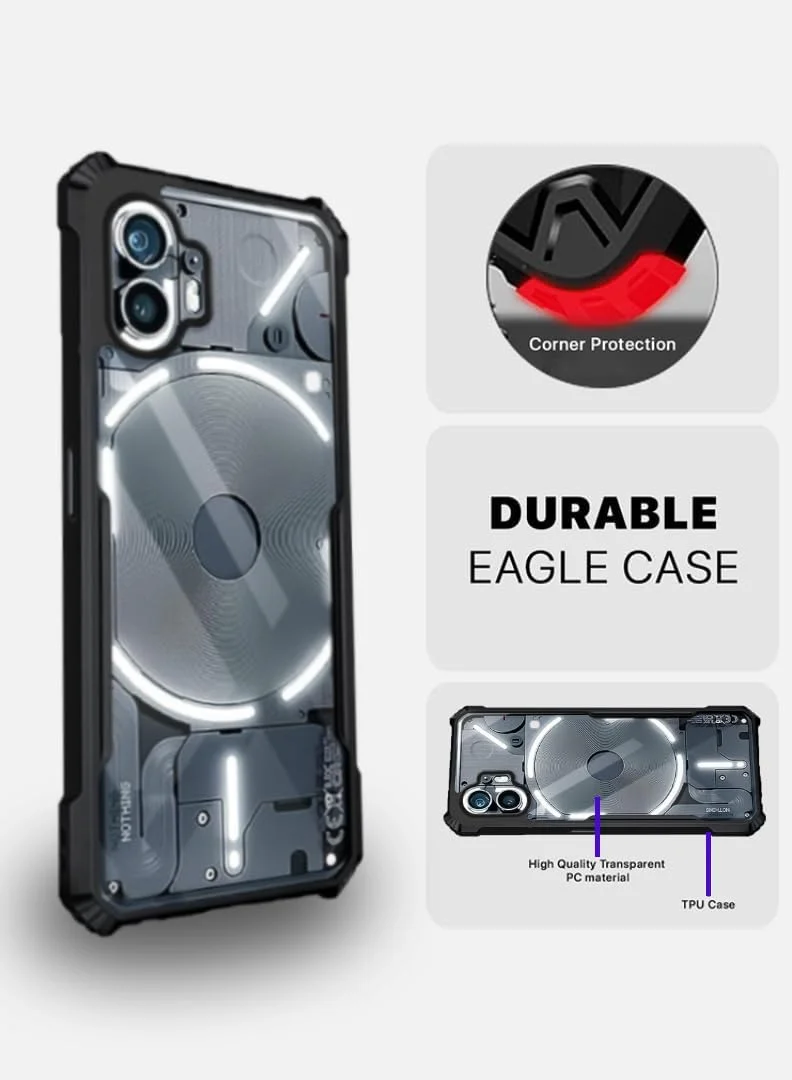 قاب محافظ شفاف برای ناتینگ ۲ با محافظت ۳۶۰ درجه، کاور محافظ گوشی ضد ضربه، پشت PC سخت ضد خش (شفاف)