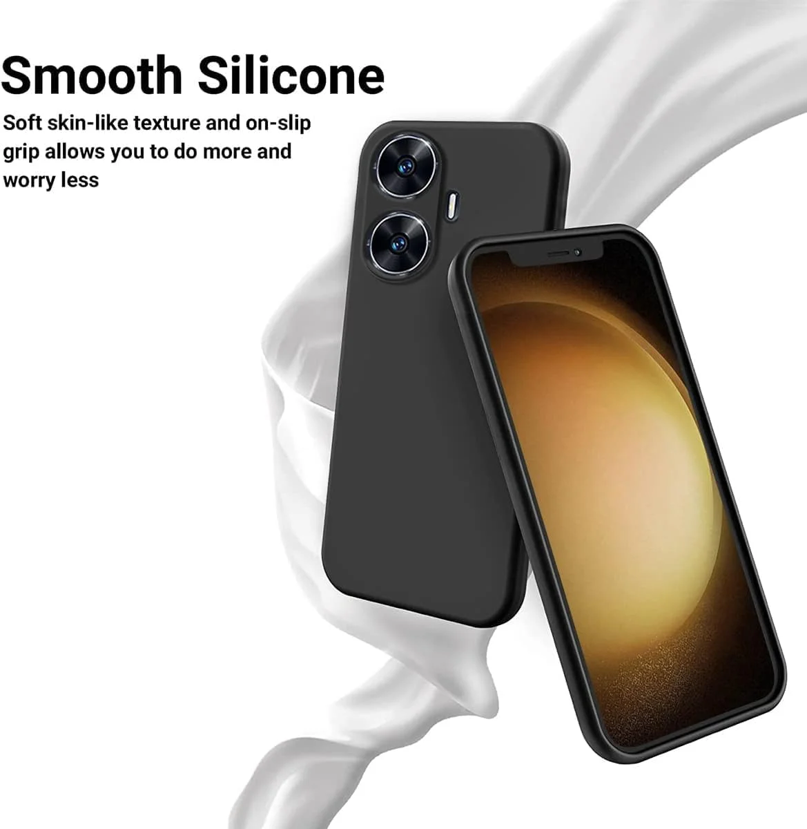 قاب گوشی ریل‌می C55، کاور TPU نرم و نازک با محافظت از دوربین، ضد خش، باریک و انعطاف‌پذیر مناسب برای گوشی اوپو ریل‌می C55 مدل 2023، مشکی