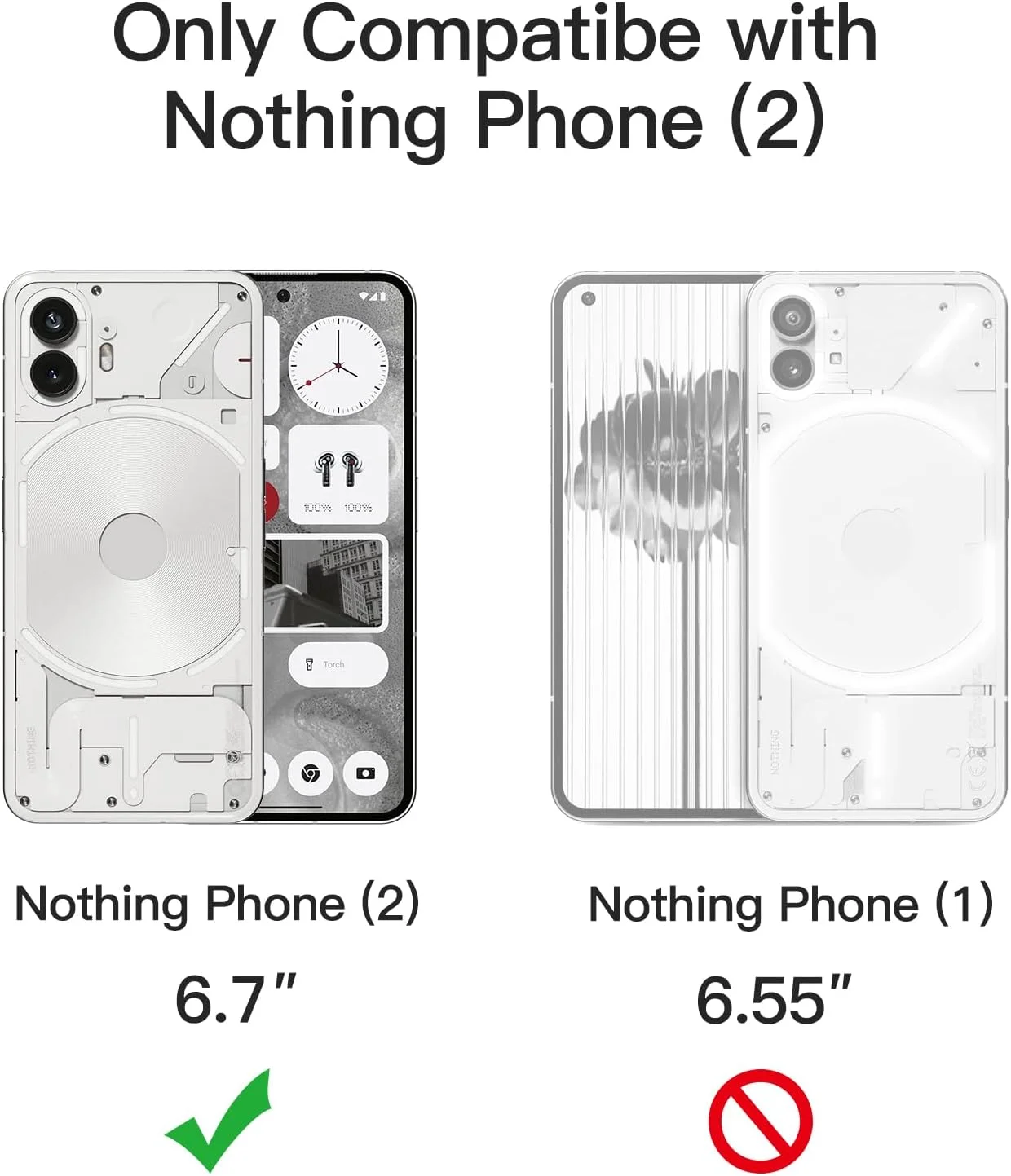 کاور محافظ گوشی ناتینگ فون 2 جتک، کاور ضربه گیر ضد زردی، پشت شفاف ضد خش (شفاف)