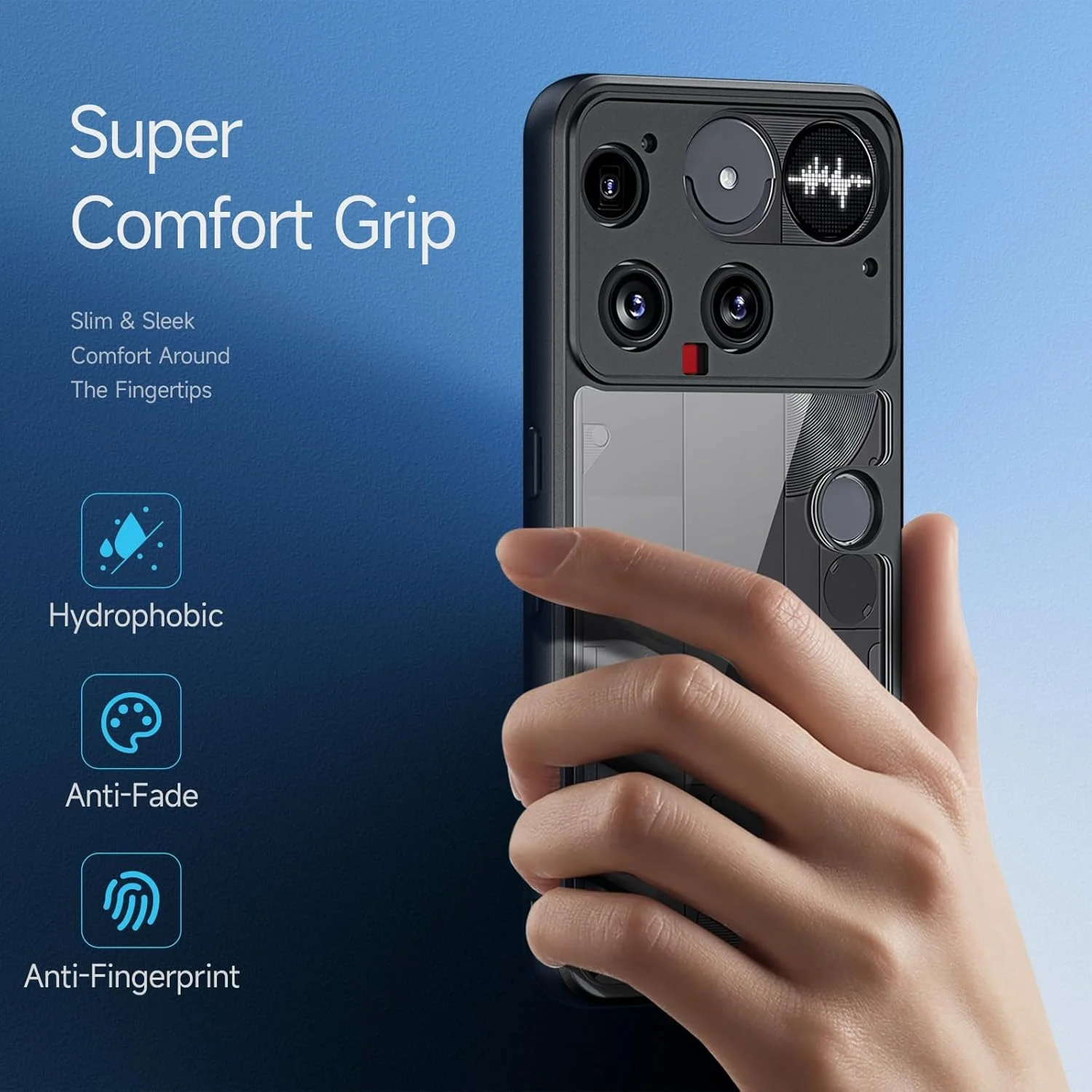 قاب محافظ گوشی ناتینگ فون 3 5G: کاور مات با بافت محافظتی نظامی در برابر سقوط - قاب گوشی نیمه شفاف باریک و مقاوم در برابر ضربه (مشکی)