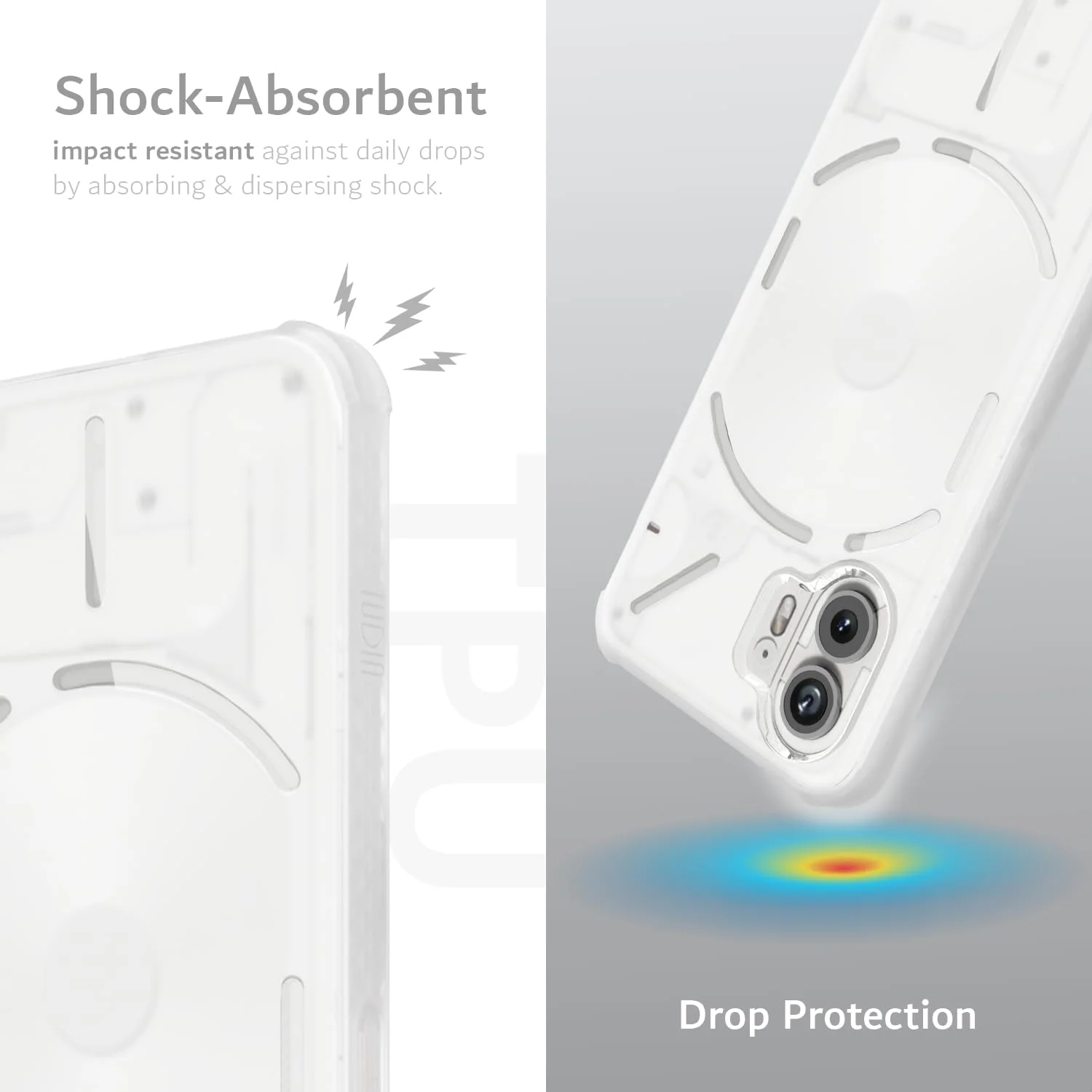 کاور محافظ گوشی ناتینگ فون (2) TUDIA SKN، [گوشه های تقویت شده] ضد ضربه، ضد زردی، باریک، بافت نیمه شفاف مات TPU، محافظت در برابر افتادن برای کاور گوشی ناتینگ (2) (شفاف مات)