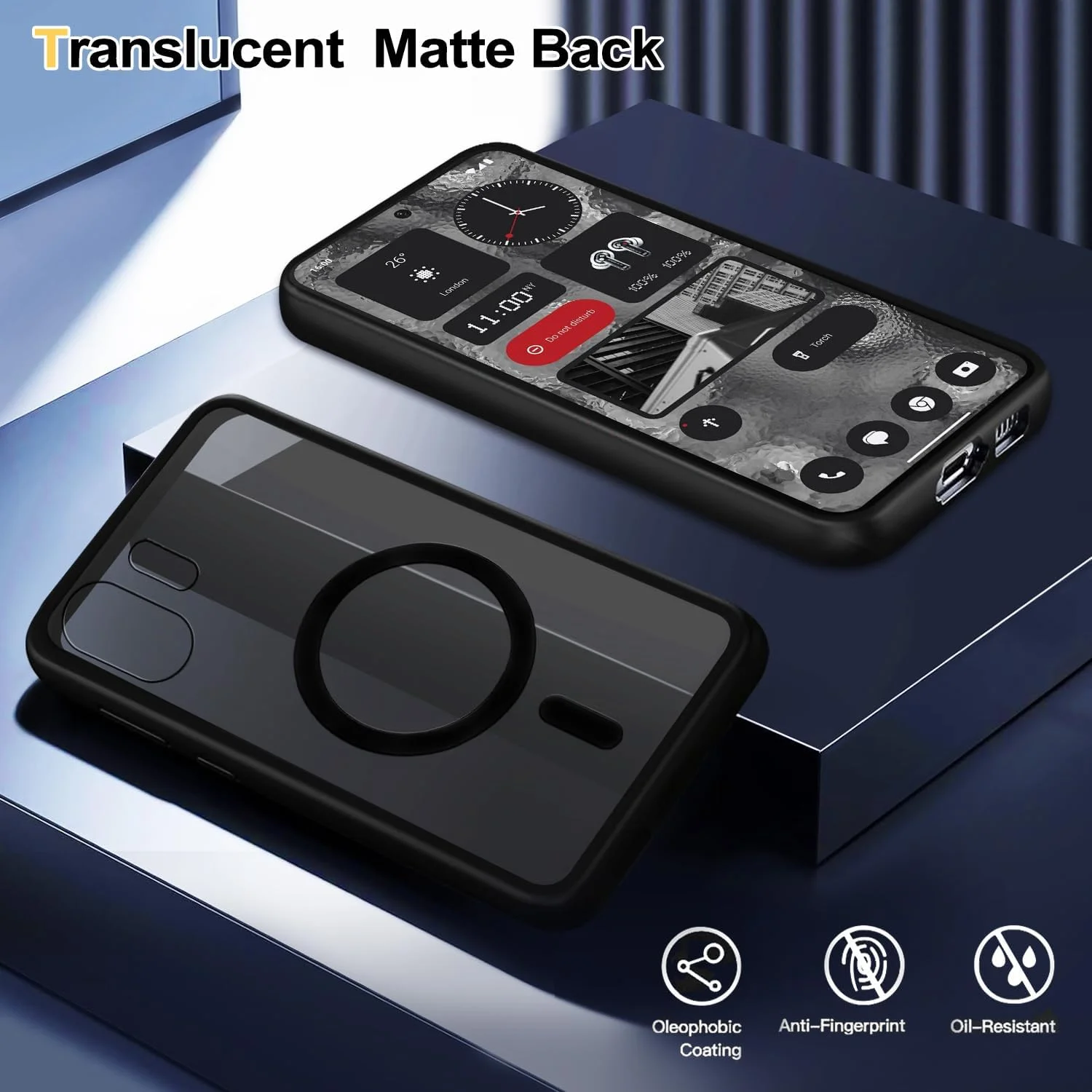 قاب مغناطیسی برای ناتینگ فون (2)، قاب مات نیمه شفاف مقاوم در برابر خط و خش، ضد ضربه، ضد اثر انگشت و محافظ