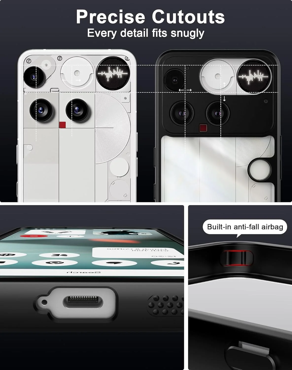 قاب محافظ گوشی ناتینگ فون 3، کاور پشتی سخت و شفاف ضد ضربه [ضد زردی]، محافظت 360 درجه، بامپر TPU، کاور پشتی شفاف برای گوشی ناتینگ فون 3