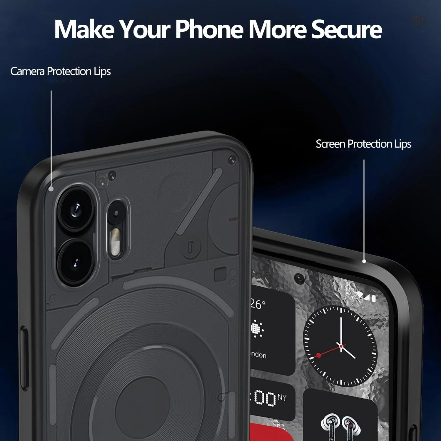 قاب مغناطیسی برای ناتینگ فون (2)، قاب مات نیمه شفاف مقاوم در برابر خط و خش، ضد ضربه، ضد اثر انگشت و محافظ