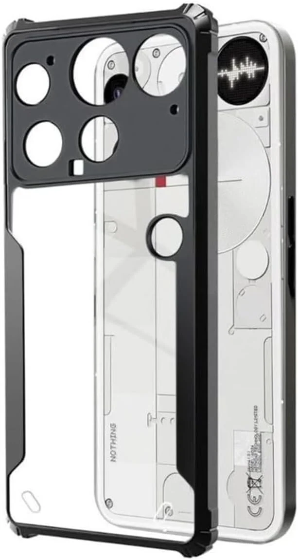 قاب پشتی سخت PC شفاف گوشی ناتینگ فون 3 با حاشیه مشکی TPU ضد ضربه، محافظت 360 درجه دوربین، کاور شفاف برای ناتینگ فون 3 قاب پشتی سخت PC شفاف گوشی ناتینگ فون 3 با حاشیه مشکی TPU ضد ضربه، محافظت 360 درجه دوربین، کاور شفاف برای ناتینگ فون 3