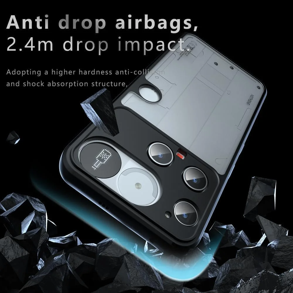 کاور محافظ گوشی ناتینگ فون (3) مدل Lzzox، محافظ لنز، ضد ضربه، دارای ایربگ در گوشه‌ها، بامپر نرم، پشت سخت (شفاف)