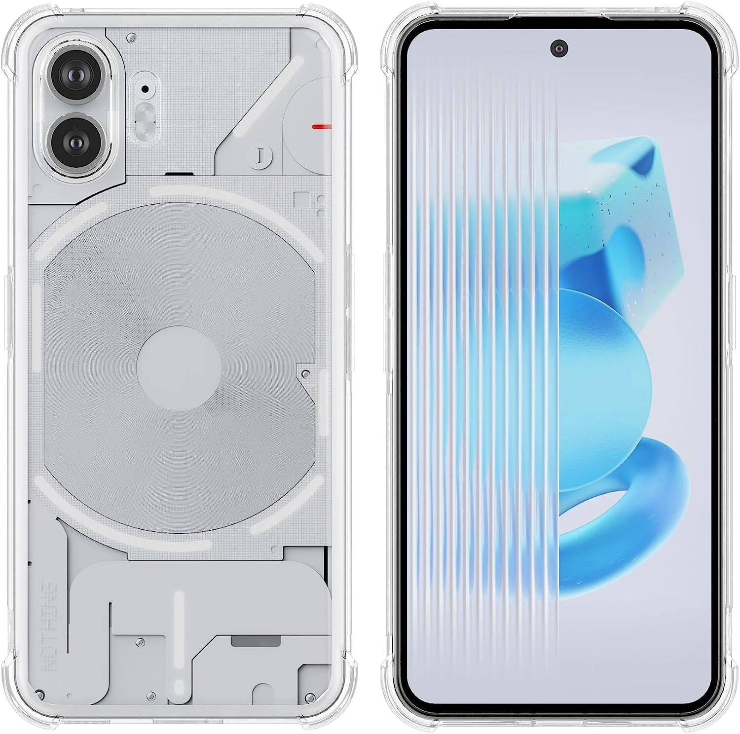 کاور شفاف گوشی ناتینگ فون (2) مدل Muzz با ضربه گیر تقویت شده در گوشه‌ها، باریک و مقاوم در برابر ضربه، ساخته شده از TPU انعطاف پذیر - شفاف