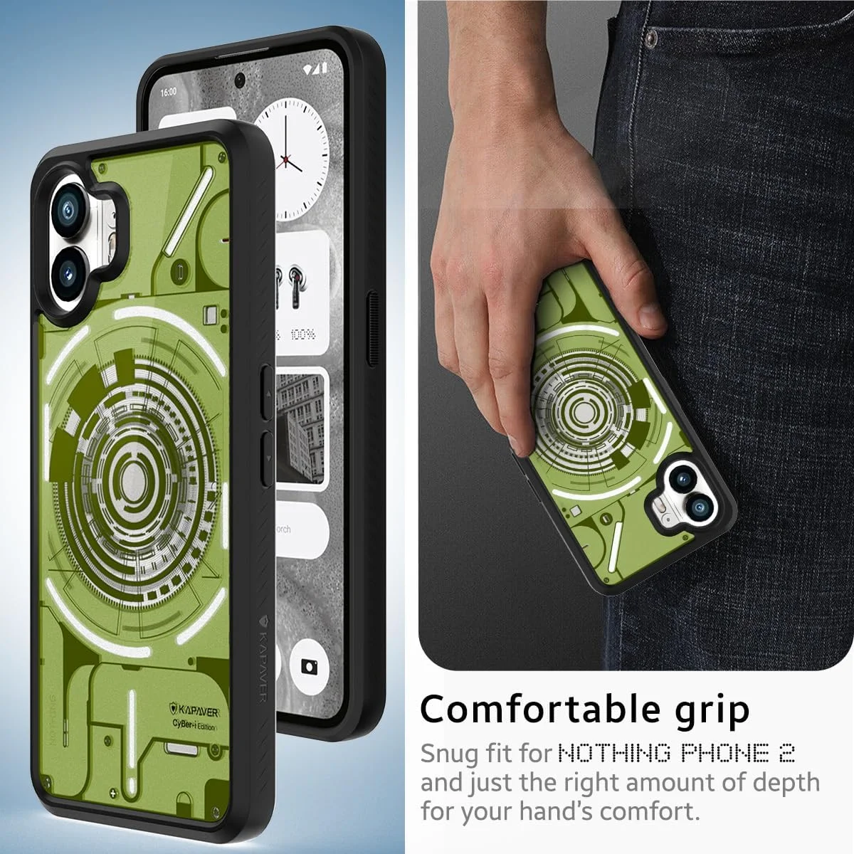 کاور پشتی مدل Cyber-i Edition برند KAPAVER مناسب برای Nothing Phone 2 5G (مشکی-02)