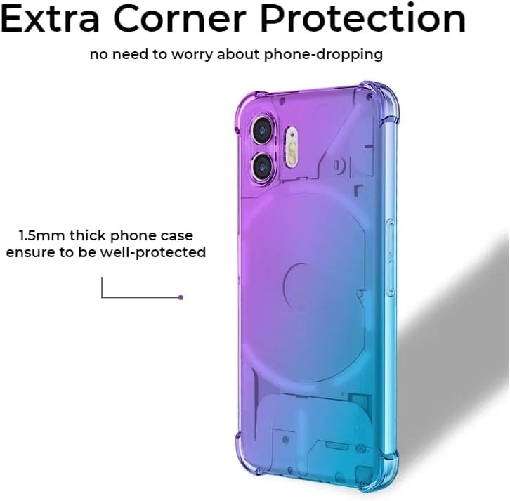 قاب گوشی برای ناتینگ فون 2، کاور محافظ پلاستیکی TPU شفاف و باریک، ضد زردی، ضد ضربه، بنفش