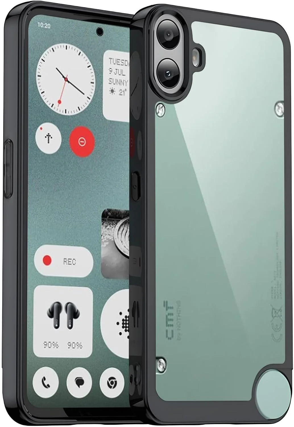 قاب محافظ شفاف T Tersely برای گوشی CMF Phone 1، پشت PC سخت + سپر TPU نرم، باریک، سبک وزن، ضد لغزش، ضد زردی و مقاوم در برابر ضربه