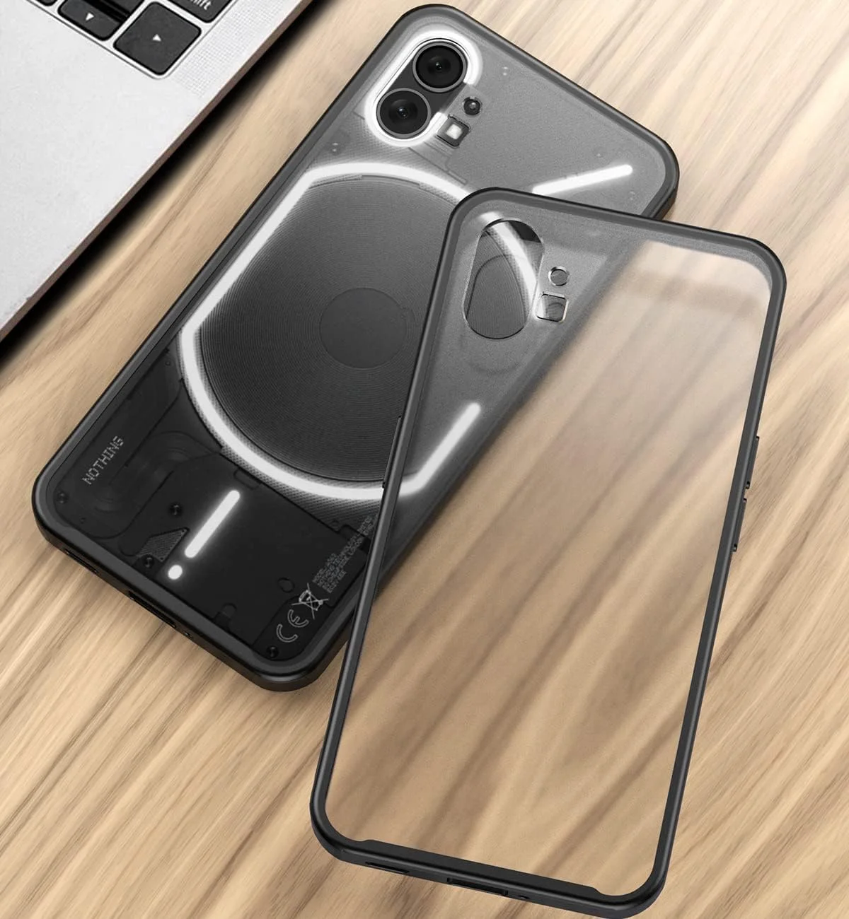 قاب محافظ گوشی ناتینگ فون 1 مدل EabHulie، کاور پشتی PC مات نیمه شفاف باریک با گوشه های تقویت شده و بامپر TPU برای گوشی ناتینگ فون 1 - مشکی