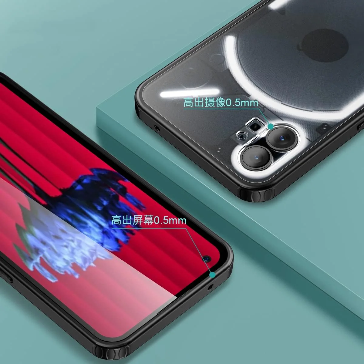 قاب محافظ گوشی ناتینگ فون 1 مدل EabHulie، کاور پشتی PC مات نیمه شفاف باریک با گوشه های تقویت شده و بامپر TPU برای گوشی ناتینگ فون 1 - مشکی