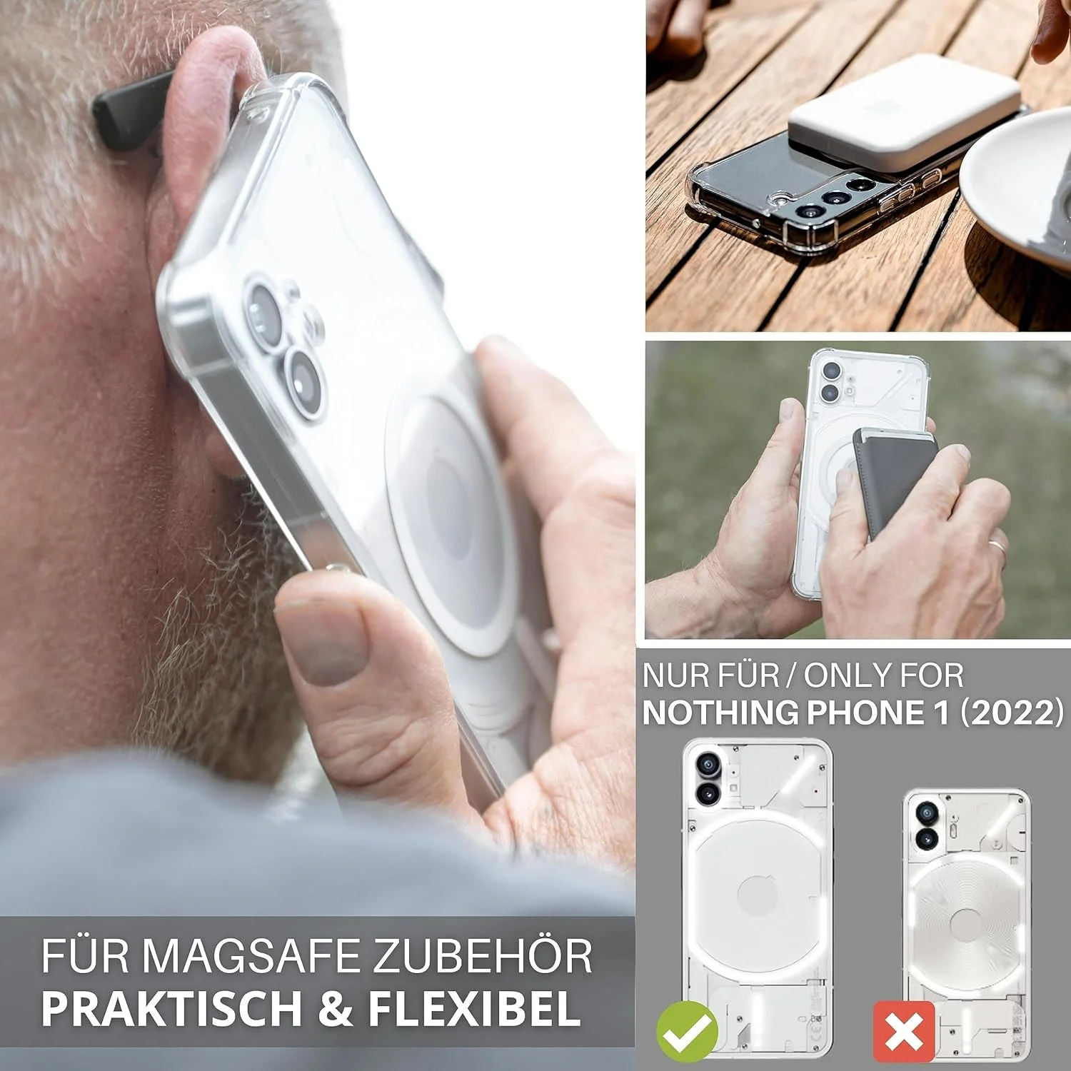 قاب محافظ مغناطیسی گوشی ناتینگ فون 1 - سازگار با MagSafe، TPU کریستالی شفاف، محافظت بیشتر