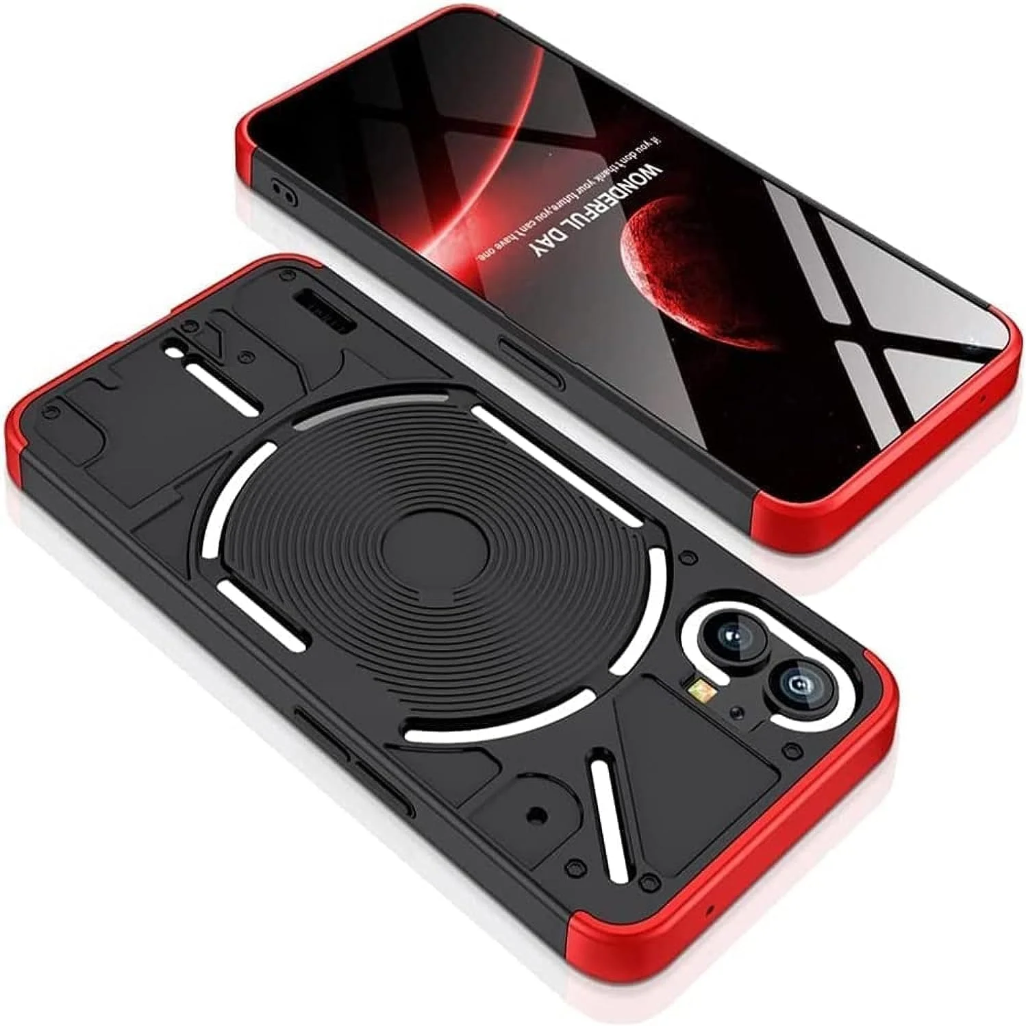 قاب محافظ گوشی سازگار با ناتینگ فون 1، کاور پشتی مات PC سخت، باریک و محافظ 360 درجه، ضد ضربه و بسیار نازک برای ناتینگ فون 1 (ناتینگ فون 1، مشکی قرمز)
