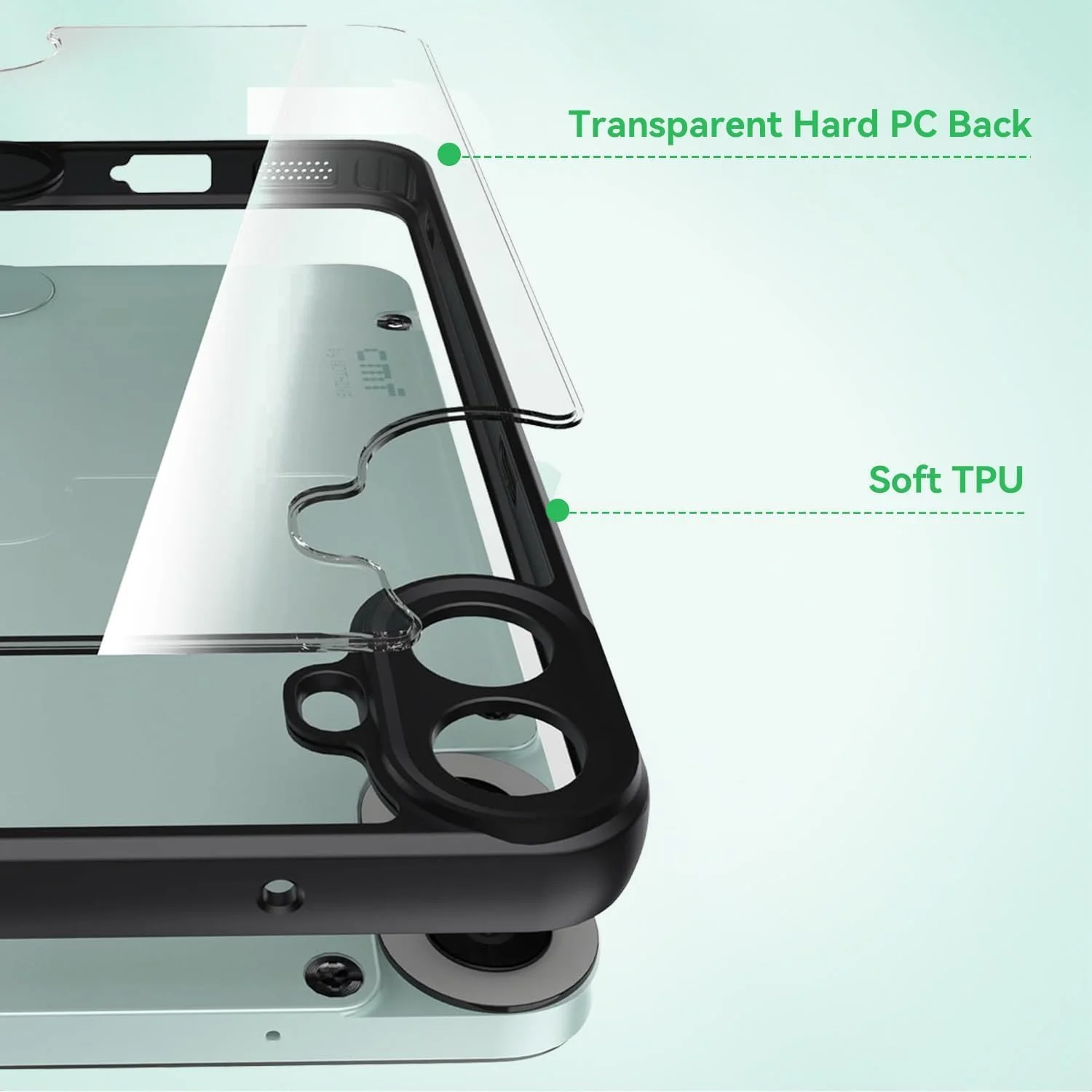 قاب محافظ شفاف T Tersely برای گوشی CMF Phone 1، پشت PC سخت + سپر TPU نرم، باریک، سبک وزن، ضد لغزش، ضد زردی و مقاوم در برابر ضربه