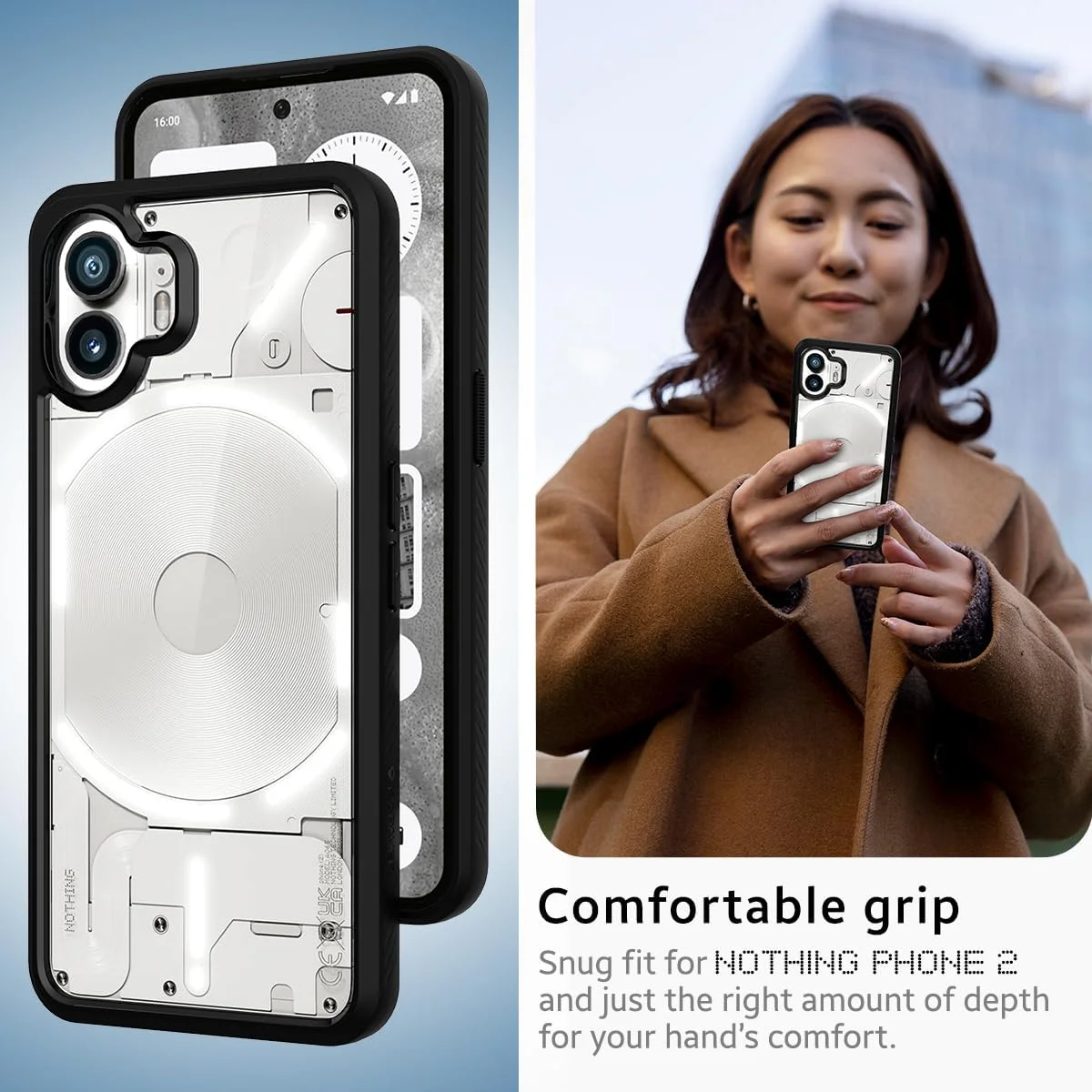 کاور پشتی پلی کربنات سری Impulse کاور برای ناتینگ فون 2 5G (مشکی)