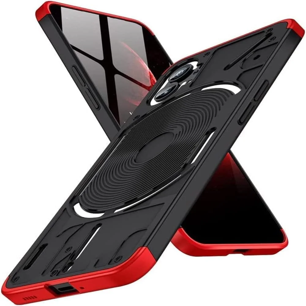 قاب محافظ گوشی سازگار با ناتینگ فون 1، کاور پشتی مات PC سخت، باریک و محافظ 360 درجه، ضد ضربه و بسیار نازک برای ناتینگ فون 1 (ناتینگ فون 1، مشکی قرمز)