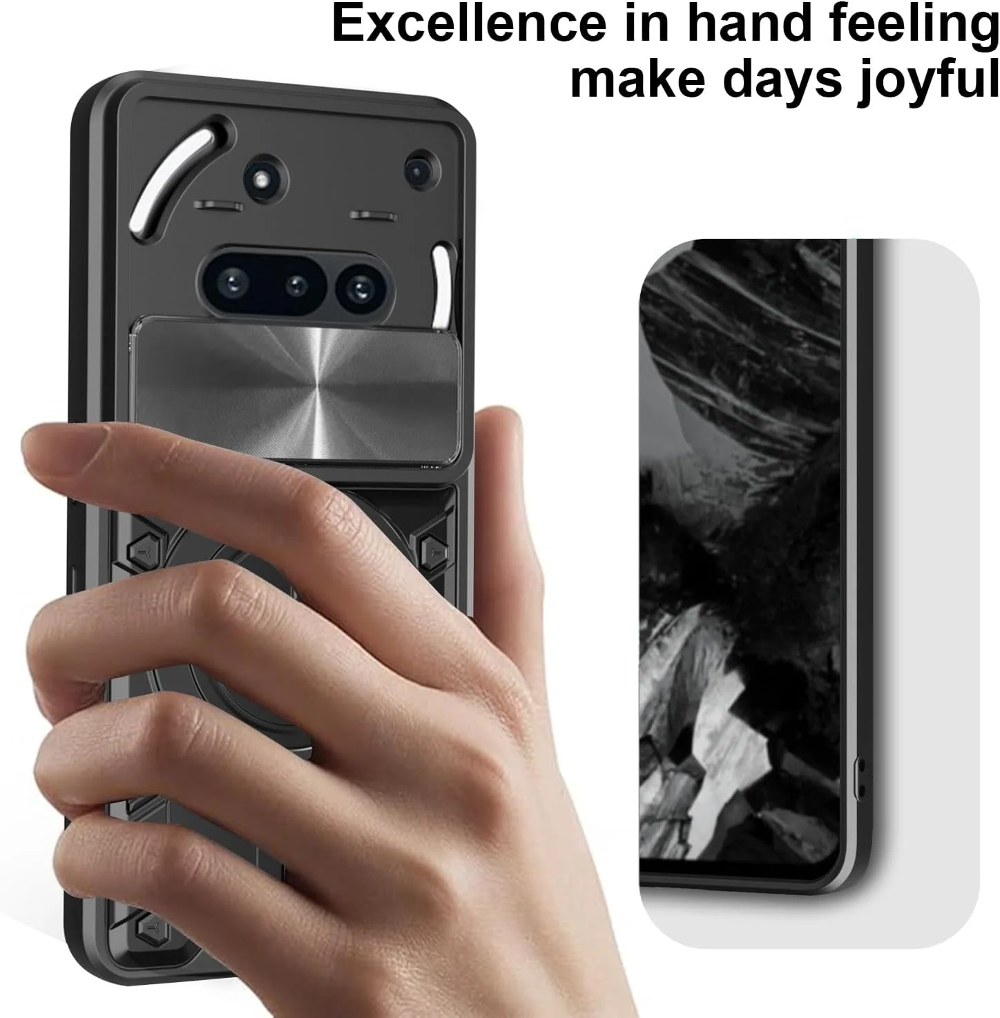 کاور محافظ گوشی ZMONE برای ناتینگ فون 3A 5G به همراه محافظ صفحه نمایش، دارای محافظ کشویی دوربین، کاور محافظتی سنگین نظامی - مشکی