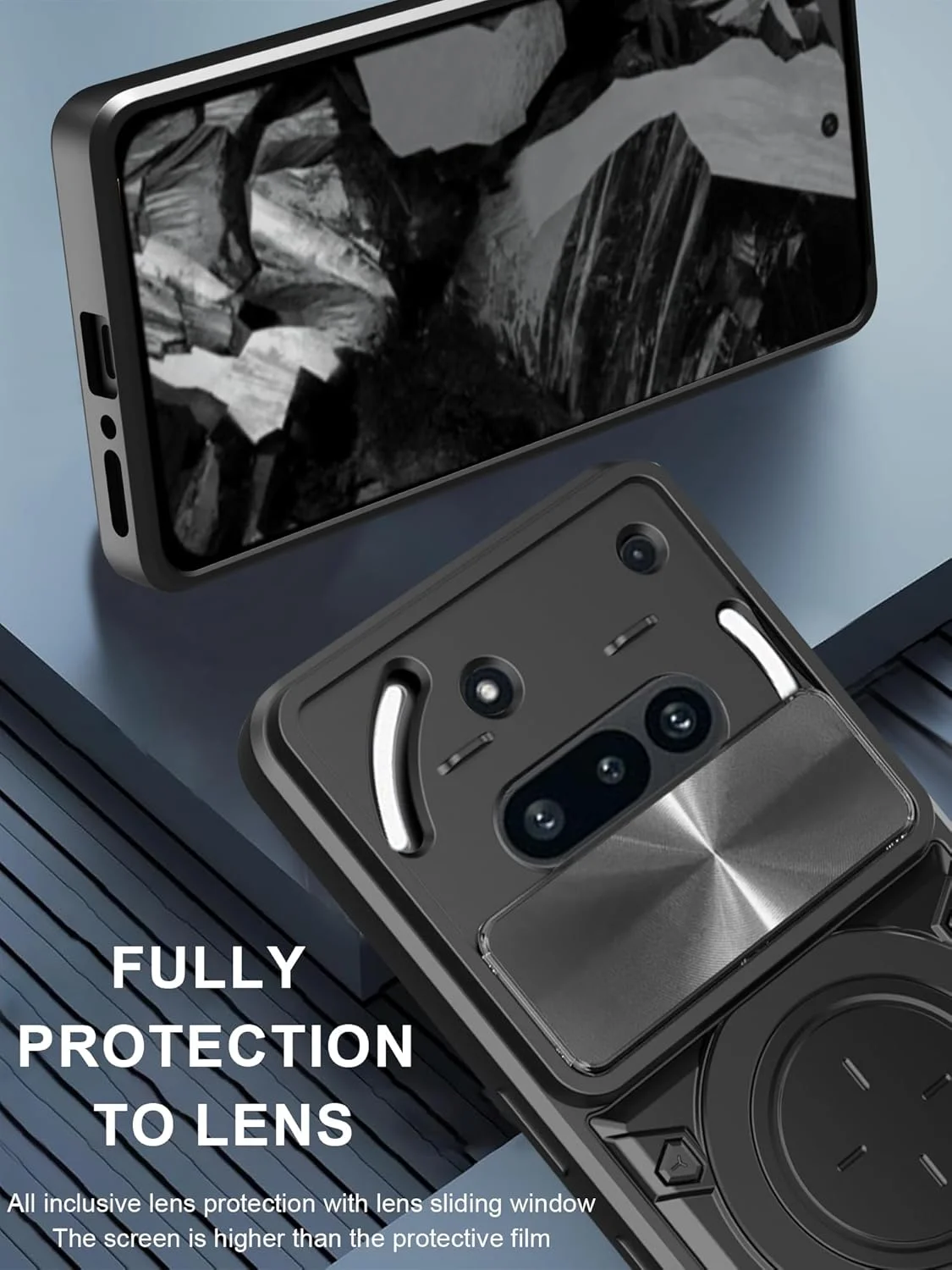 کاور محافظ گوشی ZMONE برای ناتینگ فون 3A 5G به همراه محافظ صفحه نمایش، دارای محافظ کشویی دوربین، کاور محافظتی سنگین نظامی - مشکی