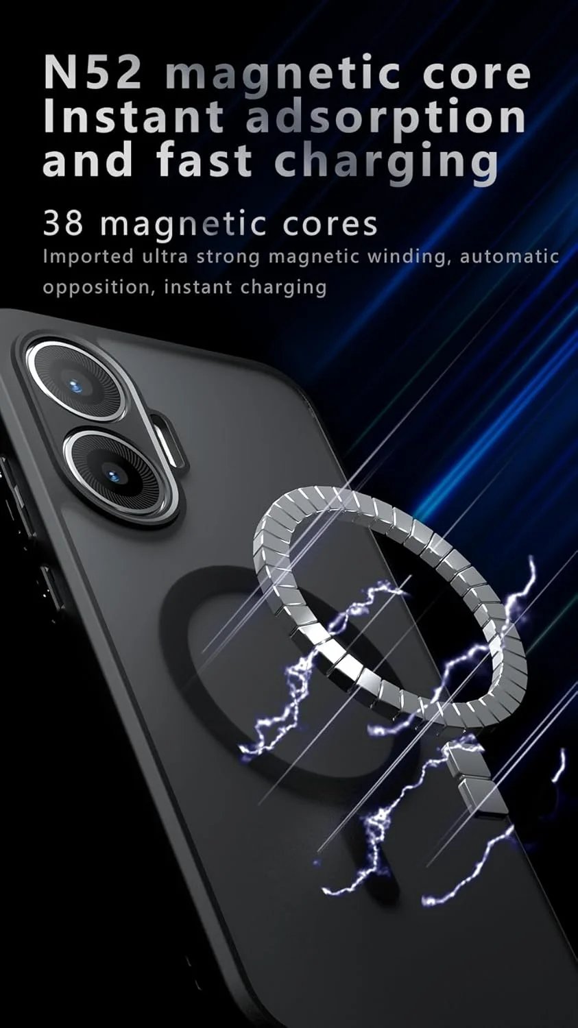 قاب محافظ گوشی ناتینگ فون 2 5G A065، سازگار با MagSafe، ضد ضربه و ضد سقوط مغناطیسی [TPU + صفحه پشتی PC] کاور 2 در 1 مشکی