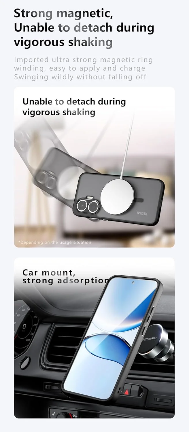 قاب محافظ گوشی ناتینگ فون 2 5G A065، سازگار با MagSafe، ضد ضربه و ضد سقوط مغناطیسی [TPU + صفحه پشتی PC] کاور 2 در 1 مشکی