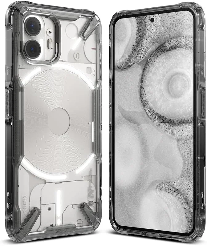 کاور محافظ گوشی ناتینگ فون (2) رینکه فیوژن-ایکس، پشت سخت شفاف، بامپر TPU نرم و انعطاف پذیر، مقاوم در برابر خراش و ضربه - دودی مشکی