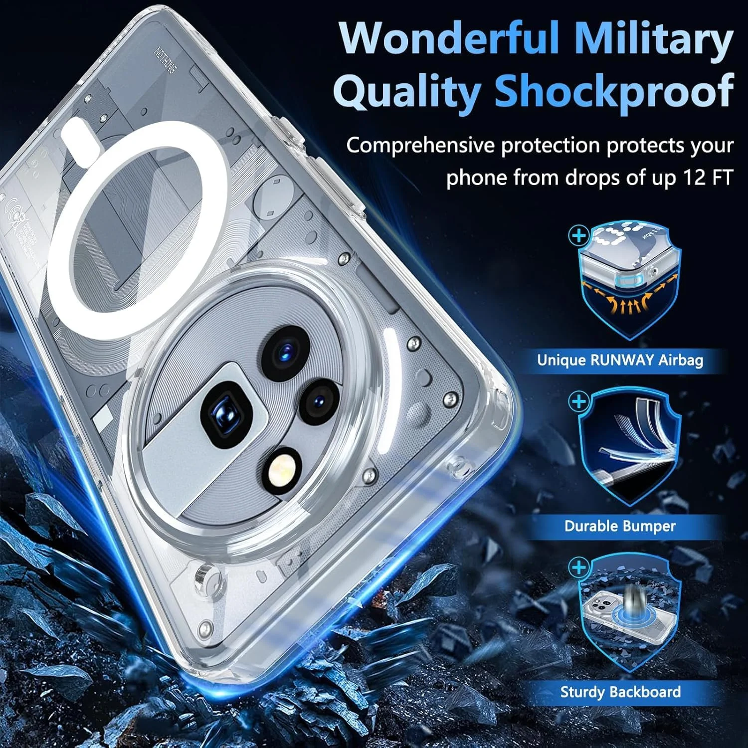 کاور شفاف مغناطیسی Zuooiec برای ناتینگ فون 3a Pro 2025، دارای آهنربای قوی داخلی، سازگار با MagSafe، ضد زردی، PC سخت کریستالی باریک و نازک برای ناتینگ فون 3aPro