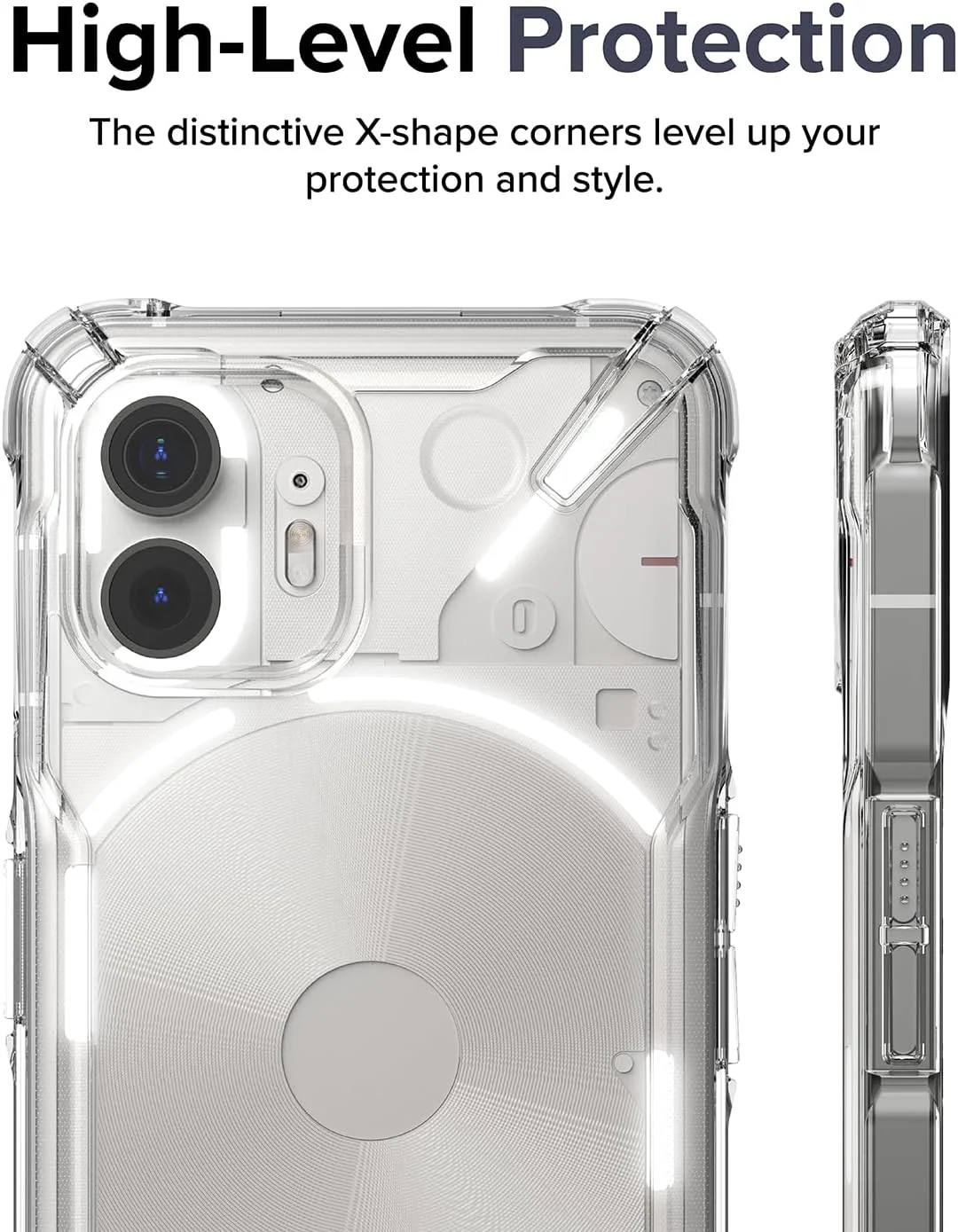 کاور محافظ گوشی ناتینگ فون (2) رینکه Fusion-X، پشت سخت شفاف، بامپر TPU نرم و انعطاف پذیر، مقاوم در برابر خراش و ضربه - شفاف